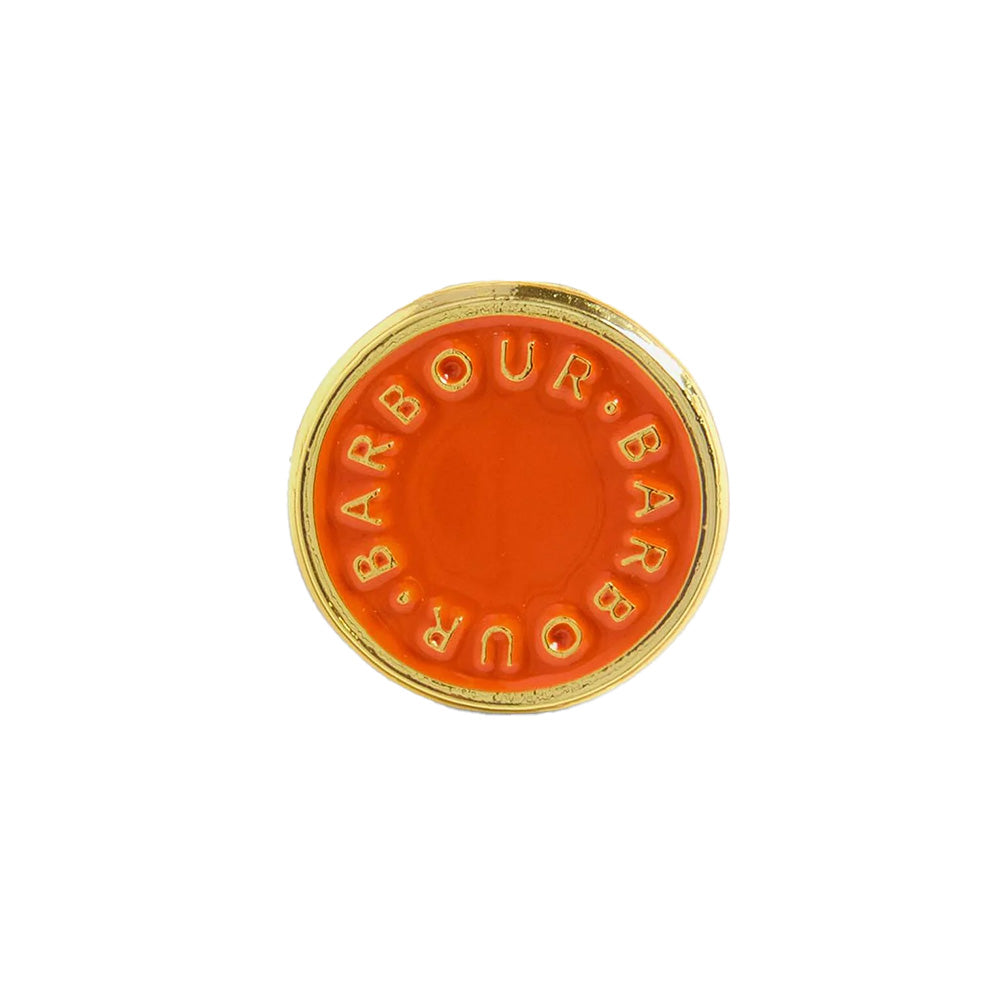 Barbour Button Pin Badge Orange