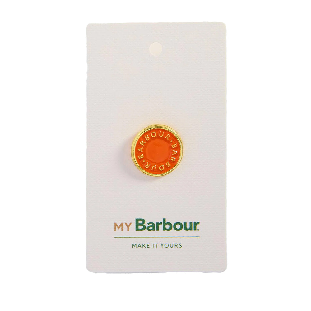 Barbour Button Pin Badge Orange
